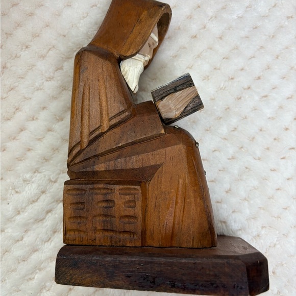 Hand Carved Wooden Statue of Monk - Picture 9 of 10